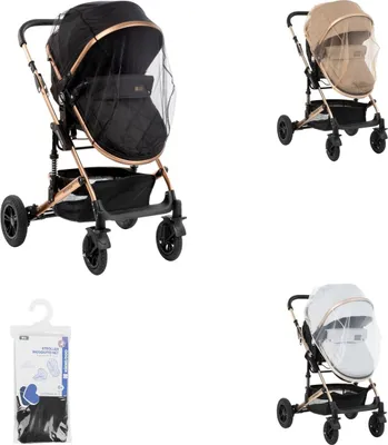 Image de Kikkaboo Moustiquaire pour poussette, protection contre les insectes, taille universelle Moustiquaire en tulle noir