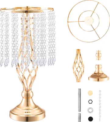 Produktbild von SucceBuy Blumenständer für Hochzeiten, Kristall, 43 cm hoch, 20 Stück, goldene Vase