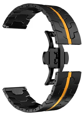 Zdjęcie produktu dla Bransoleta do zegarka - Huawei Watch GT 5 Pro 46 mm, GT5/GT4/GT3/GT2 46 mm - stal nierdzewna - zapięcie motylkowe - czarno-pomarańczowa - kompatybilna z Huawei Honor GS 3