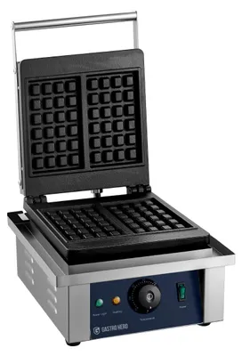 Produktbild von GastroHero Waffeleisen belgische Waffeln 2er Profi Waffelgerät Edelstahl Temperaturregelung 2000 W Gastro Waffeleisen