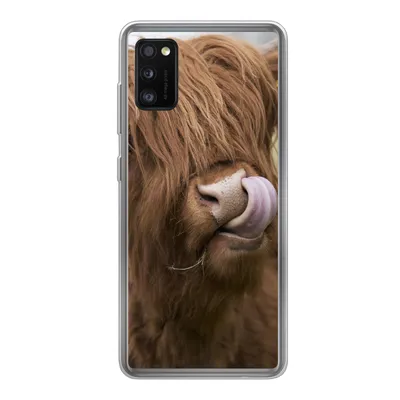 Produktbild von MuchoWow® Handyhülle Schutzhülle Hülle für Samsung Galaxy A41 Schottischer Highlander - Braun - Kuh Silikon Softcase Handy Hülle - Mobiltelefon