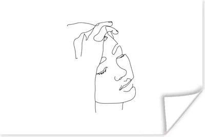 Produktbild von MuchoWow® Poster Strichzeichnung - Frau - Hand 180x120 cm - Fotoplakat