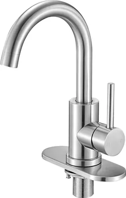 Immagine prodotto di Rubinetto miscelatore monocomando per lavabo VEVOR con bocca alta e curva in nichel spazzolato, rubinetto miscelatore per lavello da cucina a risparmio idrico, miscelatore monocomando per lavello bar per camper da bagno