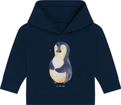 Produktbild von Mr. & Mrs. Panda Organic Baby Hoodie Pinguin Diät 12. - 18. Monat - French Navy - Geschenk, Kapuzensweatshirt, Kapuzenshirt, Abnehmen, Selbstliebe, Motivation