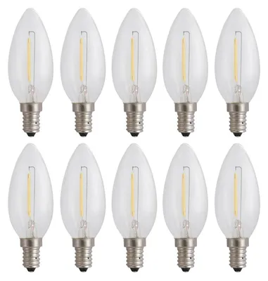 Produktbild von 10 x LED Filament Leuchtmittel Kerze 1W E14 klar 60lm extra warmweiß 1800K
