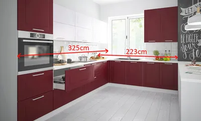 Immagine prodotto di Blocco cucina a L moderno 325x223cm grigio segnale bianco - viola laccato opaco