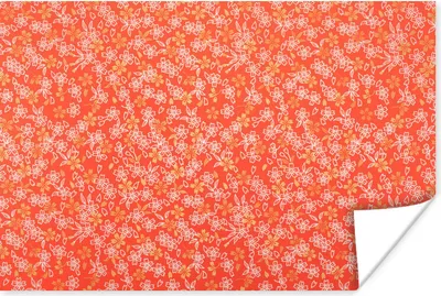 Produktbild von MuchoWow® Poster Ein orange-weißes Blumendesign 90x60 cm - Schlafzimmer
