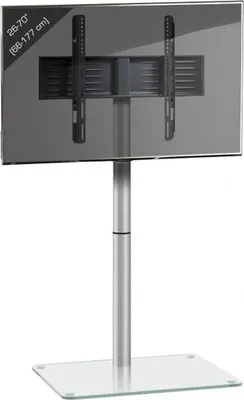Produktbild von VCM TV Standfuß schwenkbar mit Zwischenboden | Aluminium Ständer für Fernseher 26-70 Zoll bis 40 kg | ESG-Sicherheitsglas | Maße ca. H. 100 x B. 60 x T. 45 cm | bis VESA 400x400 | TV Möbel Alani