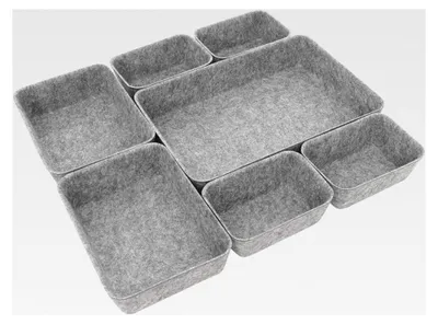Produktbild von 7 Stück Schubladenorganizer Stapelbare Filz-Aufbewahrungsboxen für Kosmetik und Kleiderschrank