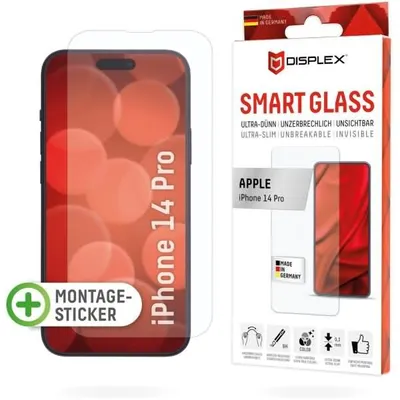 Obrázek produktu pro Displex 01715, Apple, iPhone 14 Pro, Aplikace nasucho, Nárazuvzdorné, Odolné proti poškrábání, Prachuodolný, Průhledná, 1 kusů
