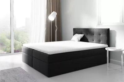 Obrázek produktu pro Čalouněná boxspringová postel 200x220 IVANA 2 - černá + topper