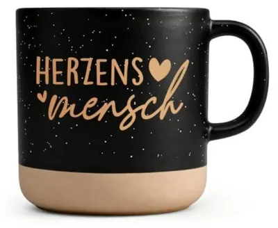 Produktbild von Tasse mit Spruch "Herzensmensch" 360ml schwarz Keramik spülmaschinenfest
