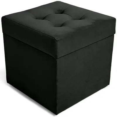 Produktbild von MG Design Polsterhocker Dunkelgrau 45x45 cm - Stauraum 50L, bis 300 kg, samtig-weich mit Schimmer, pflegeleicht, für Wohnzimmer & Flur