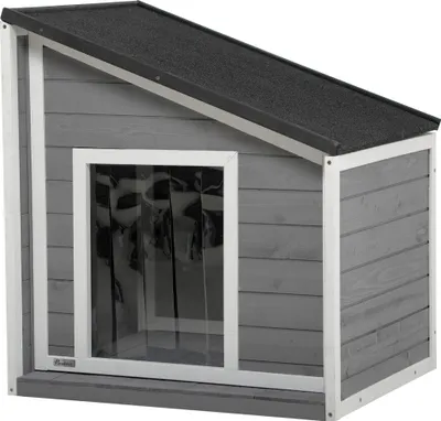 Produktbild von PawHut Hundehütte, Tannenholz, Hundehaus, Kleintierhaus mit Asphaltdach, Outdoor