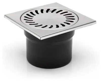 Obrázok produktu pre Podlahová vpusť spodná DN110, nerezová mriežka 150mm, vodná hladina