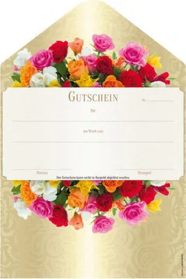 Produktbild von 125x Geschenkgutschein "Rosen" 19x28.5cm