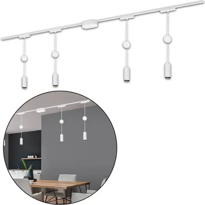 Immagine prodotto di Sistema di binari Briloner Luxtrail, set completo, 4x LED a sospensione, bianco