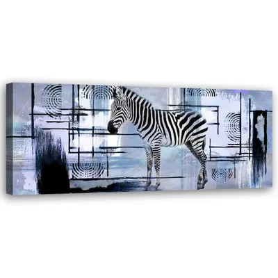 Obrázok produktu pre Obraz na plátne Zebra modrá abstrakcia 90x30 Feeby Modrá obraz na stenu pripravené na zavesenie