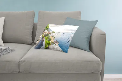 Produktbild von MuchoWow® Zierkissen Sofakissen Wohnzimmer Dekokissen 60x40 cm Italien - Frau - Positano - Meer - Kopfkissen - Polster mit Foto
