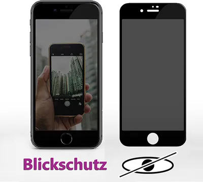 Produktbild von iPhone 8 + Plus 3D Anti Spy Privacy Blickschutz Schutzglas Panzerfolie 9H Neu Schwarz