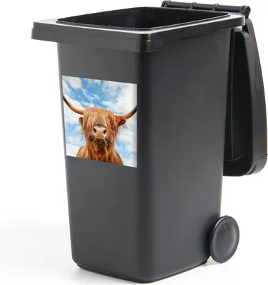 Produktbild von MuchoWow® Mülltonnenaufkleber Schottischer Highlander - Wolke - Tiere 40x40 cm - Abfall-Aufkleber - Container - für Abfallcontainer