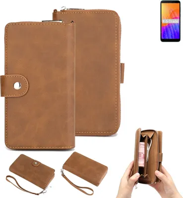 Produktbild von K-S-Trade Handyhülle Schutzhülle kompatibel mit Huawei Y5p & Portemonnee Tasche Handytasche Case Etui Geldbörse Wallet braun (1x)