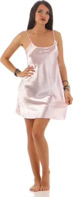 Immagine prodotto di Camicia da notte corta da donna in raso camicia da notte in raso; rosa cipria S
