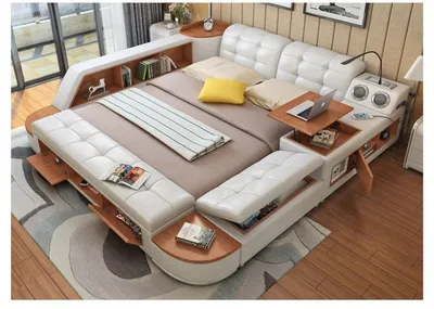 Produktbild von Betten Moderne Hotel Multifunktion Liege Doppel Luxus Design Leder Bett Polster