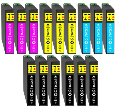 Produktbild von 15er Sparpack Druckerpatronen ersetzt Epson 502XL (502) für WF-2860 WF-2865 WF2880 XP-5100 XP-5105 XP-5150 XP-5155