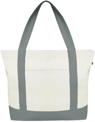 Image de Grand sac à provisions en coton pour femme, avec fermeture à glissière et poche intérieure