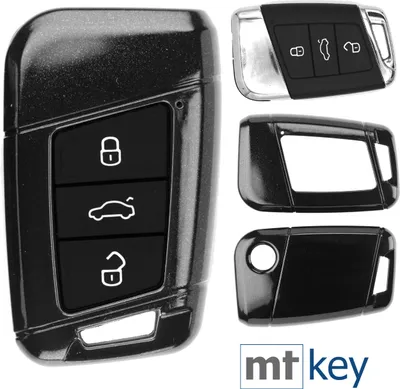Produktbild von Auto Schlüssel Kunststoff Hülle ABS Plastik Schutz Cover Schwarz kompatibel mit VW Arteon T-Roc Passat B8 Skoda Superb KEYLESS SMARTKEY