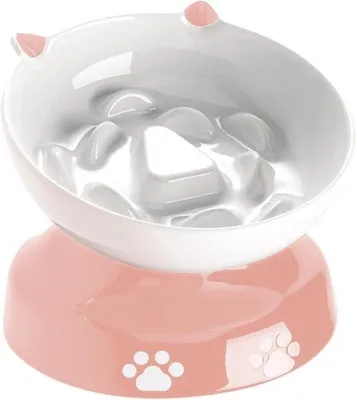 Produktbild von Langsamer Keramikfutternapf für Katzen und Hunde rosa