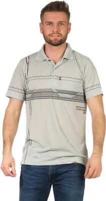 Immagine prodotto di T-shirt polo da uomo Polo a manica corta con motivo, grigio chiaro M