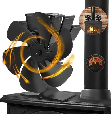 Immagine prodotto di TolleTour Ventilatore elettrico per stufe Varie Accessori per caminetti Ventilatore per caminetti con termometro