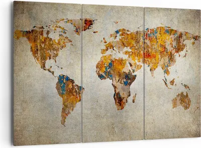 Produktbild von Bild auf Leinwand - Leinwandbild - Welt Karte Kontinente Geographie - 165x110cm - Wand Bild - Wanddeko - Leinwanddruck - Bilder - Kunstdruck - Leinwand bilder - Wandkunst - CE165x110-2783
