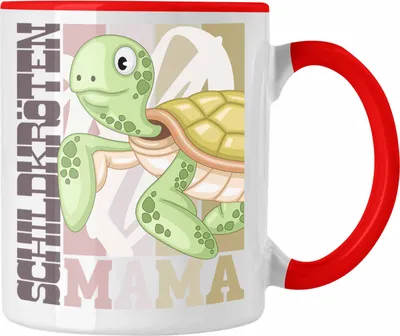Produktbild von Trendation - Schildkröten Mama Tasse Geschenk für Schildkröten Besitzerin Spruch Geschenkidee (Rot)