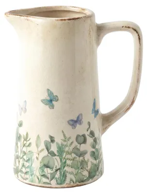 Produktbild von Clayre & Eef Dekorative Kanne Beige Keramik Schmetterlinge