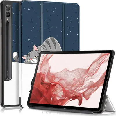 Produktbild von Für Samsung Galaxy Tab S10 Lite / S10 FE / S9 FE 3folt Wake UP Hülle Katze