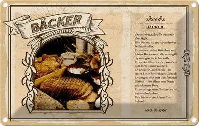 Produktbild von vianmo Blechschild 20x30 cm Bäcker Beruf Arbeit