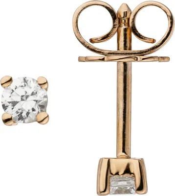 Produktbild von Ohrstecker Solitär Ohrringe mit 2 Diamanten Brillanten 585 Gold Rotgold Rosegold
