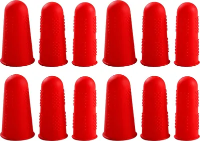Produktbild von Silikon-Fingerschutz, Premium-Fingerhandschuhe, Fingerschutz für Heißklebepistole, Fingerkappen zum Stricken, Nähen, Wachs, Kolophonium, Harz, Honig, Klebstoffe, Scrapbooking, Basteln, Bügeln usw. ,Rot