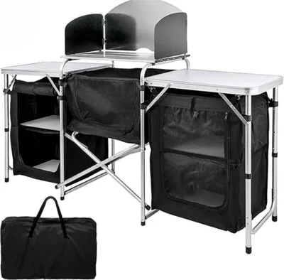 Productafbeelding van Happyment Opklapbare campingkeuken – Met barbecueplaats – Inclusief draagtas – Zwart