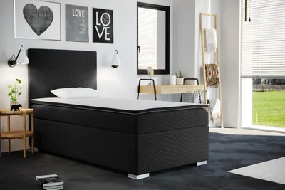 Produktbild von Kaiser Möbel Jugendbetten Kinderbett Boxspringbett mit bettkasten matratze topper ICON 100x200cm Schwarz