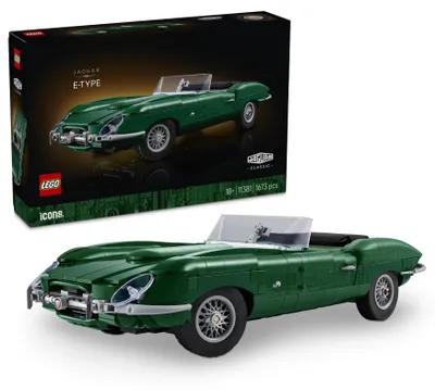 Produktbild von LEGO Icons Jaguar E-Type - Klassischer Sportwagen Modellbau für Erwachsene - Mit Reihensechszylindermotor & Zubehör - 3D Deko fürs Regal oder Wohnzimmer - Sammelbares Geschenk für Autofans - 11381