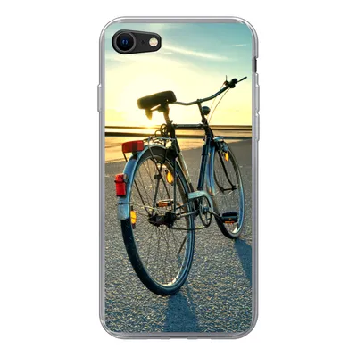 Produktbild von MuchoWow® Handyhülle Schutzhülle Hülle für iPhone SE 2020 Nordsee - Fahrrad - Sonnenuntergang Silikon Softcase Handy Hülle - Kartenbesitzer