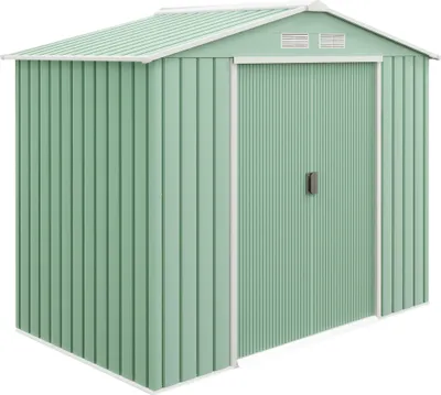 Produktbild von Outsunny Gerätehaus mit Fundament Geräteschuppen Gartenhaus Schuppen Stahl Grün