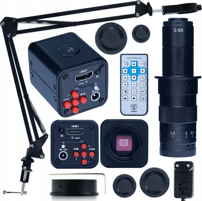 Immagine prodotto di Rosfix Norma Black PRO Set – Fotocamera Digitale per Microscopio con Obiettivo C-mount 180x e Braccio Regolabile | HDMI 1080P, 16MP, Foto 4K