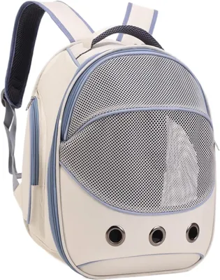Image de Sac de transport pour animaux de compagnie - Sac à dos pour chiens - Transport sûr - Maille respirante - 42x31x10 cm - Bleu