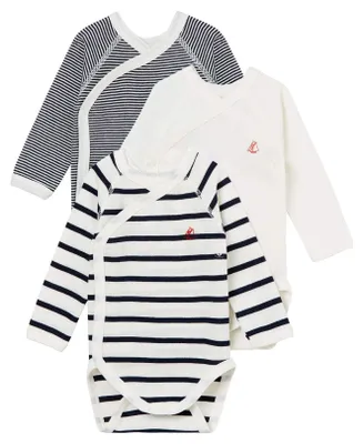 Immagine prodotto di Body a maniche lunghe unisex per neonati del marchio Petit Bateau (confezione da 3), modello 1, taglia 3
