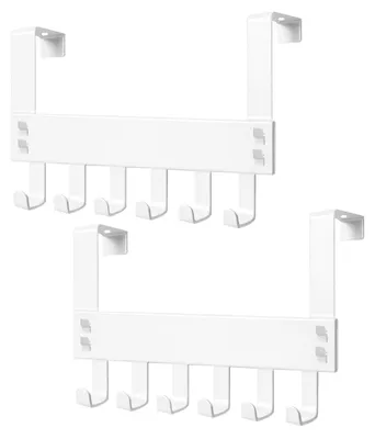 Productafbeelding van Set van 2 Deurhaken zonder Boren met 6 Haken - Wit